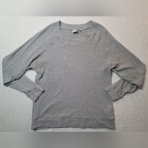 Aritzia Tna Waffle Raglan Long Sleeve Sz L Heather Chrome Gray Crewneck Thermal